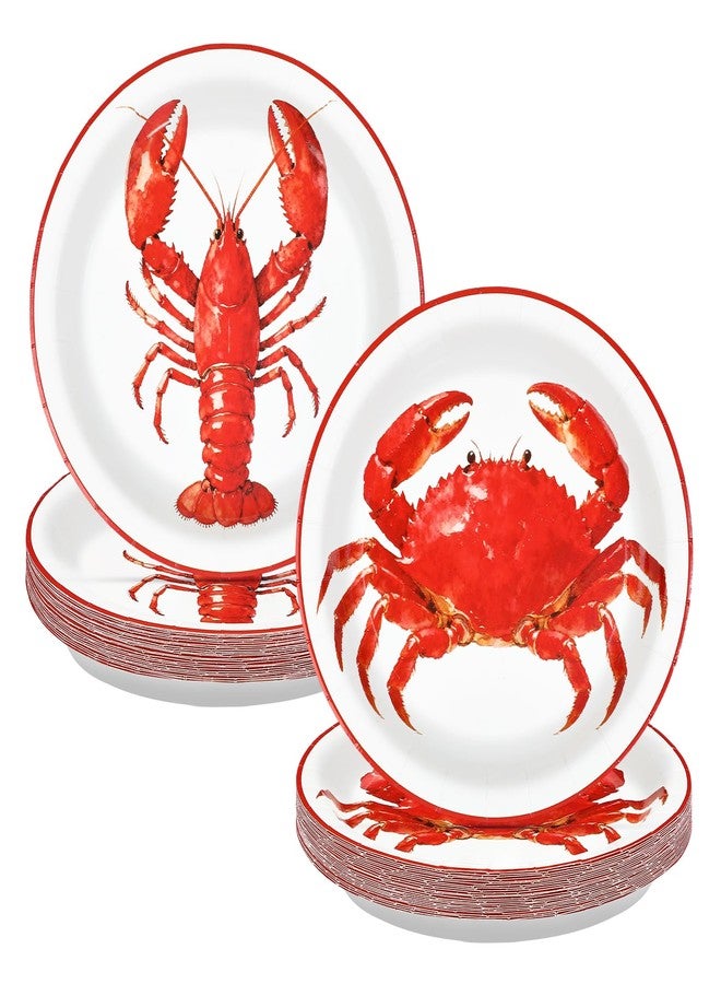 Greencian 50Pcs Crawfish Boil Round Paper Plates 9 Inch Heavy Duty Disposable Lobster Seafood Shrimp Boil Dessert Plate Crawfish Crab Platters for Summer Picnic Barbecue Baby Shower Birthday Party Decoration - Image 1